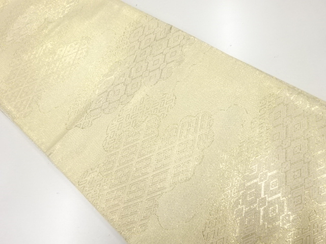 アンティーク　雲に菱模様織出し袋帯（材料）